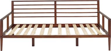 Walker Edison - Mid-Century Modern 42" Twin-Size Spindle Bed - Walnut - Front_Zoom