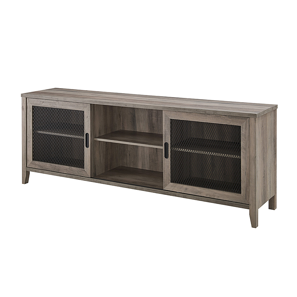 Left View: Walker Edison - Industrial TV Stand for Most TVs up to 78" - Gray Wash