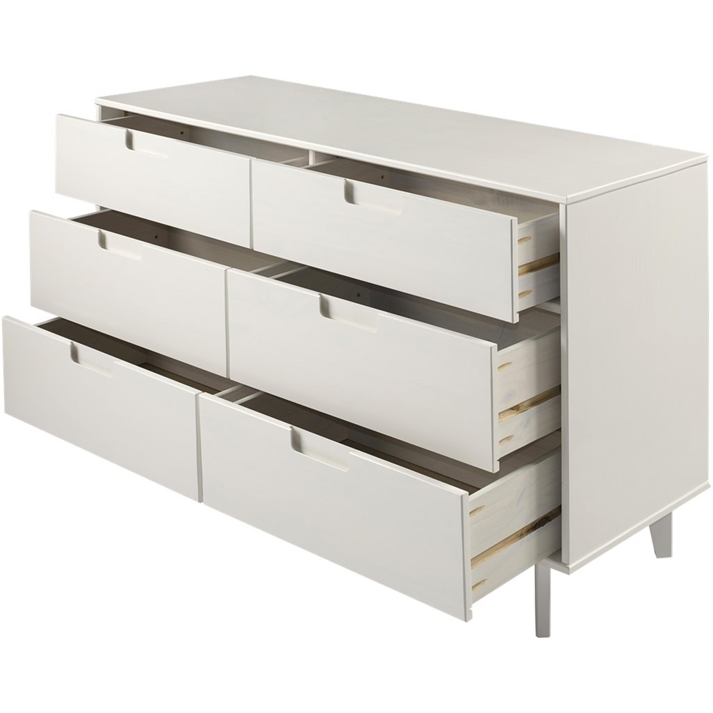 Walker Edison Mid Century Modern Solid, White Horizontal Dresser