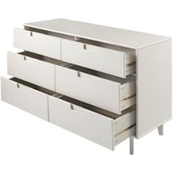 Walker Edison - Mid Century Modern Solid Wood 6-Drawer Dresser - White - Front_Zoom