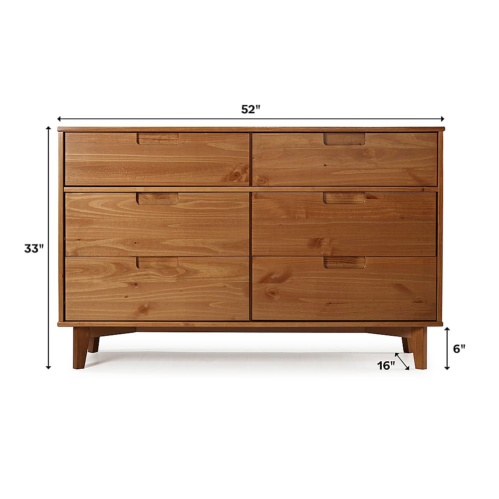 Customer Reviews: Walker Edison Retro Solid Wood 6-Drawer Dresser White ...