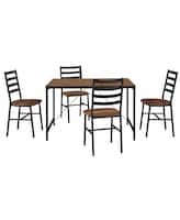 Walker Edison - Industrial Angle Iron Dining Table (Set of 5) - Reclaimed Barnwood - Front_Zoom