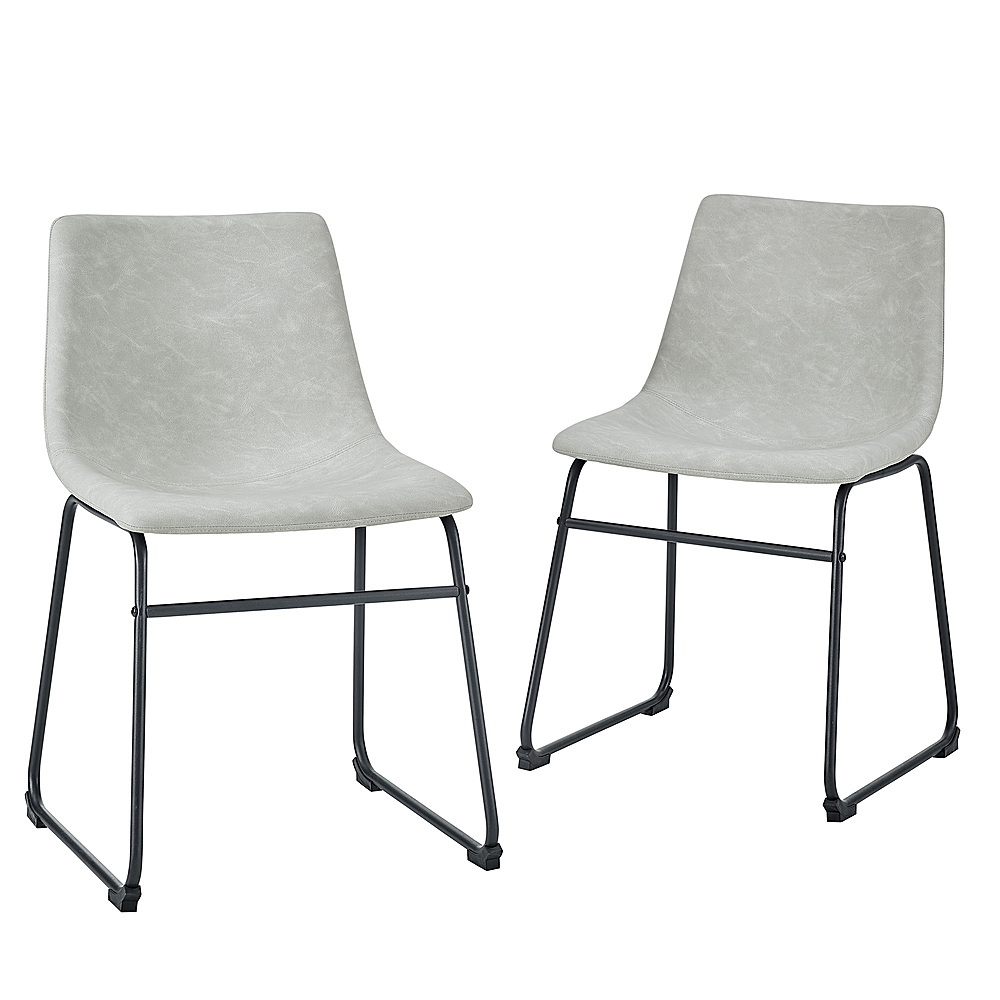 Angle View: Walker Edison - 18" Industrial Faux Leather Dining Chairs (Set of 2) - Grey