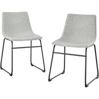 Walker Edison - 18" Industrial Faux Leather Dining Chairs (Set of 2) - Gray - Front_Zoom