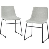 Walker Edison - Industrial Faux Leather Dining Chairs (Set of 2) - Gray - Front_Zoom