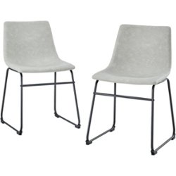 Walker Edison - 18" Industrial Faux Leather Dining Chairs (Set of 2) - Grey - Front_Zoom