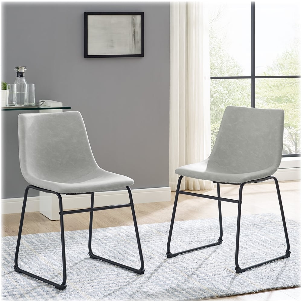 Walker Edison 18" Industrial Faux Leather Dining Chairs (Set Of 2) Gray ...