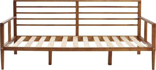 Front Zoom. Walker Edison - Mid-Century Modern 42" Twin-Size Spindle Bed - Caramel.