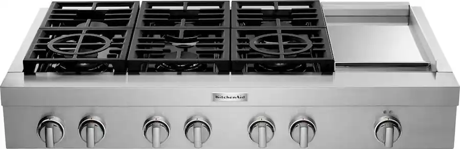 48 In Cooktop KitchenAid 48 in. Wide 6 burners Commercial Style Built In Gas Cooktop ...