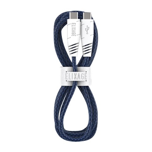 Angle View: Elixage - Essential 10' USB Type C-to-USB Type C Charge-and-Sync Cable - Blue