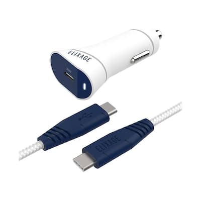 Elixage - Elite 4' Vehicle Charger - White/Blue