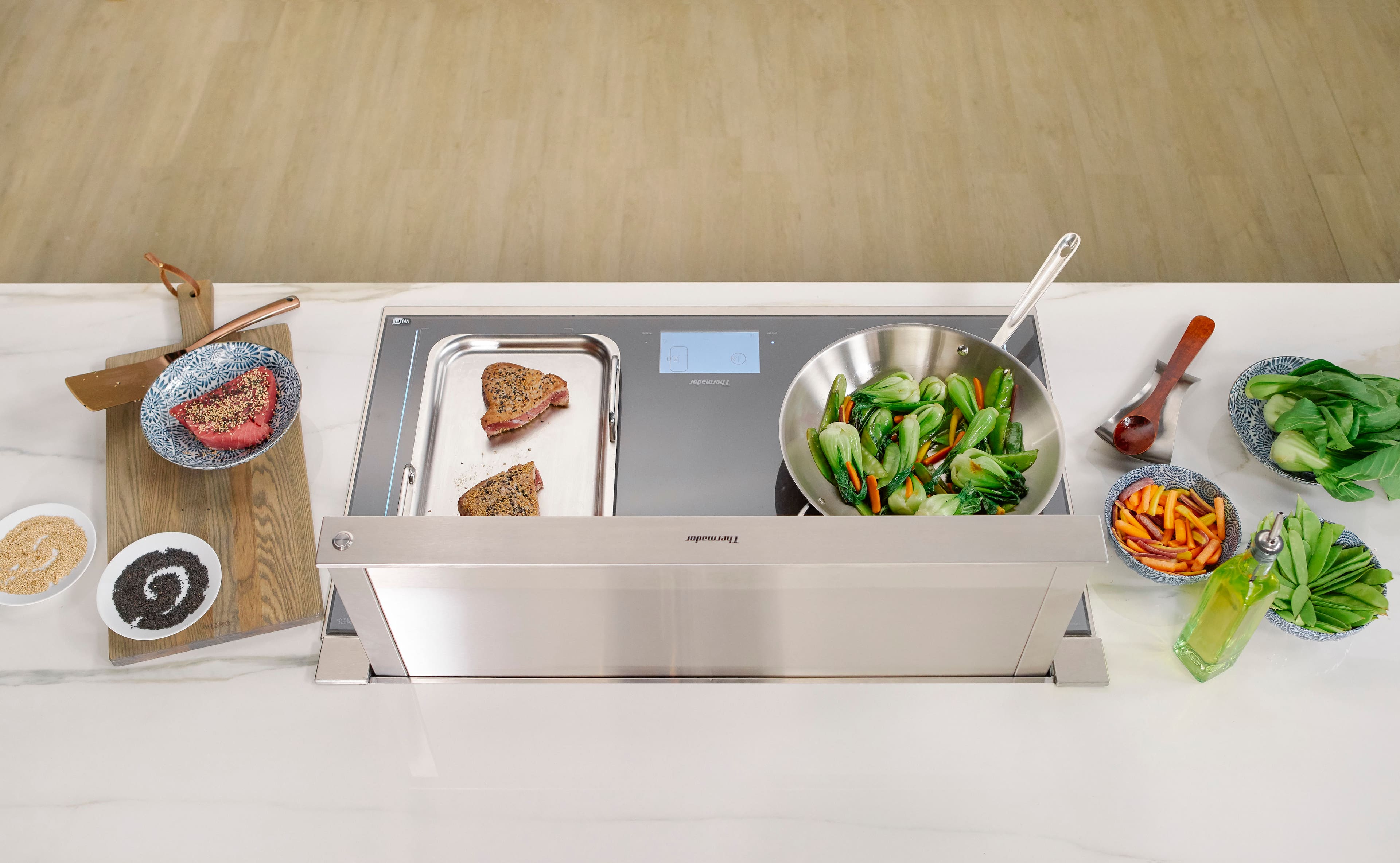 Alt View 15. Thermador - Masterpiece Series 36" Telescopic Downdraft System - Stainless Steel.