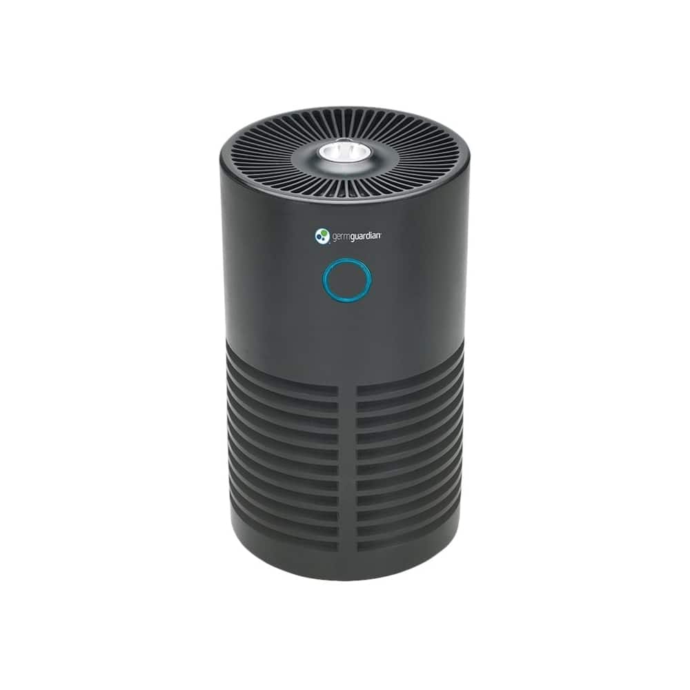 Front. GermGuardian - 15-inch Air Purifier with 360-Degree True HEPA Pure Filter and UV-C Light for 150 Sq. Ft Rooms - Black.