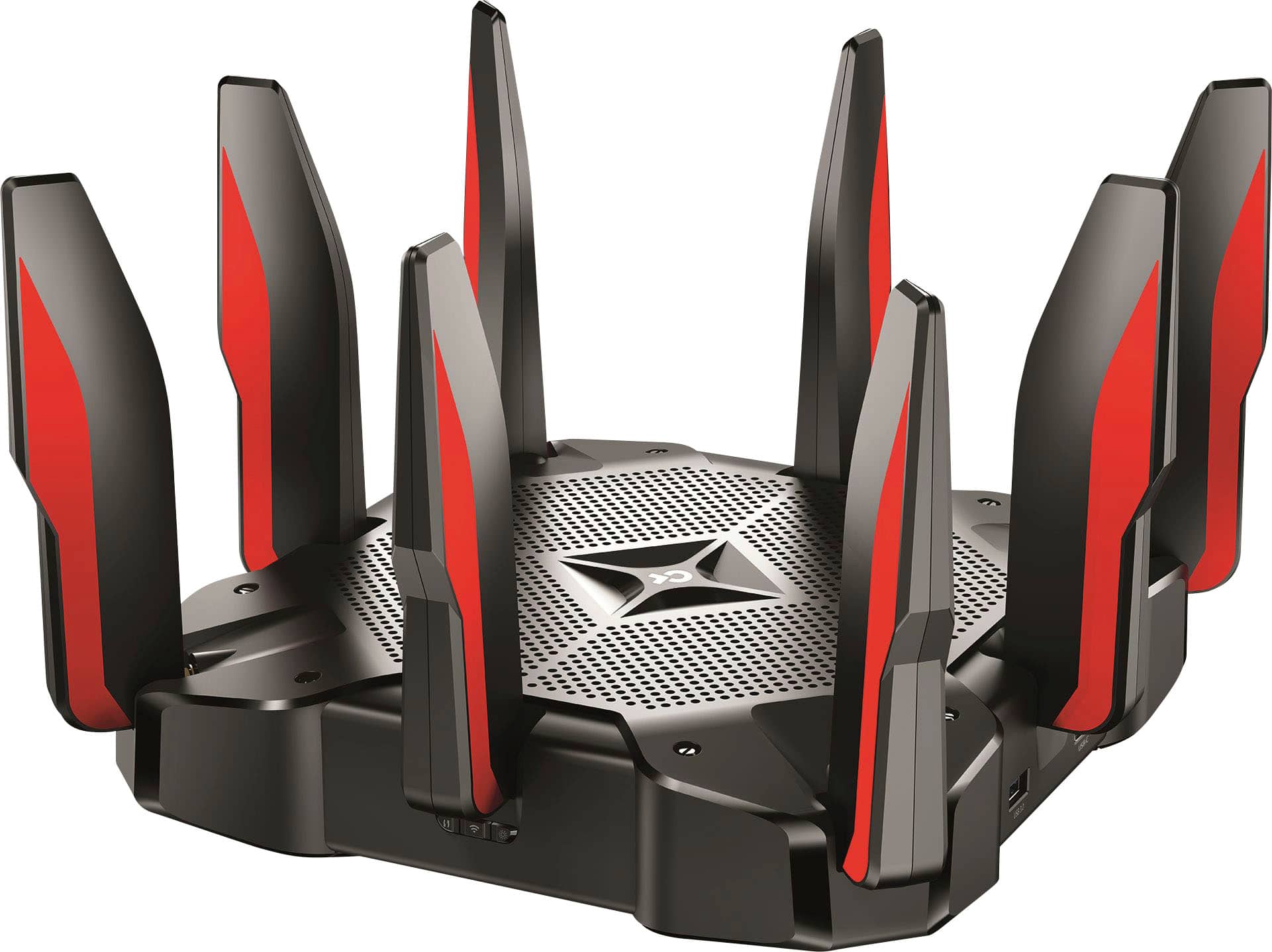 Angle. TP-Link - Archer AX11000 Tri-Band Wi-Fi 6 Router - Black/Red.