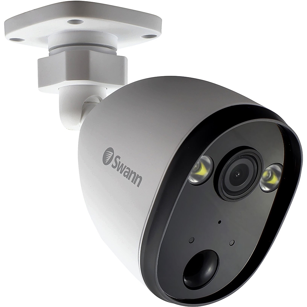 Left View: Swann - Indoor/Outdoor 1080p Wi-Fi Wired Spotlight Surveillance Camera - White