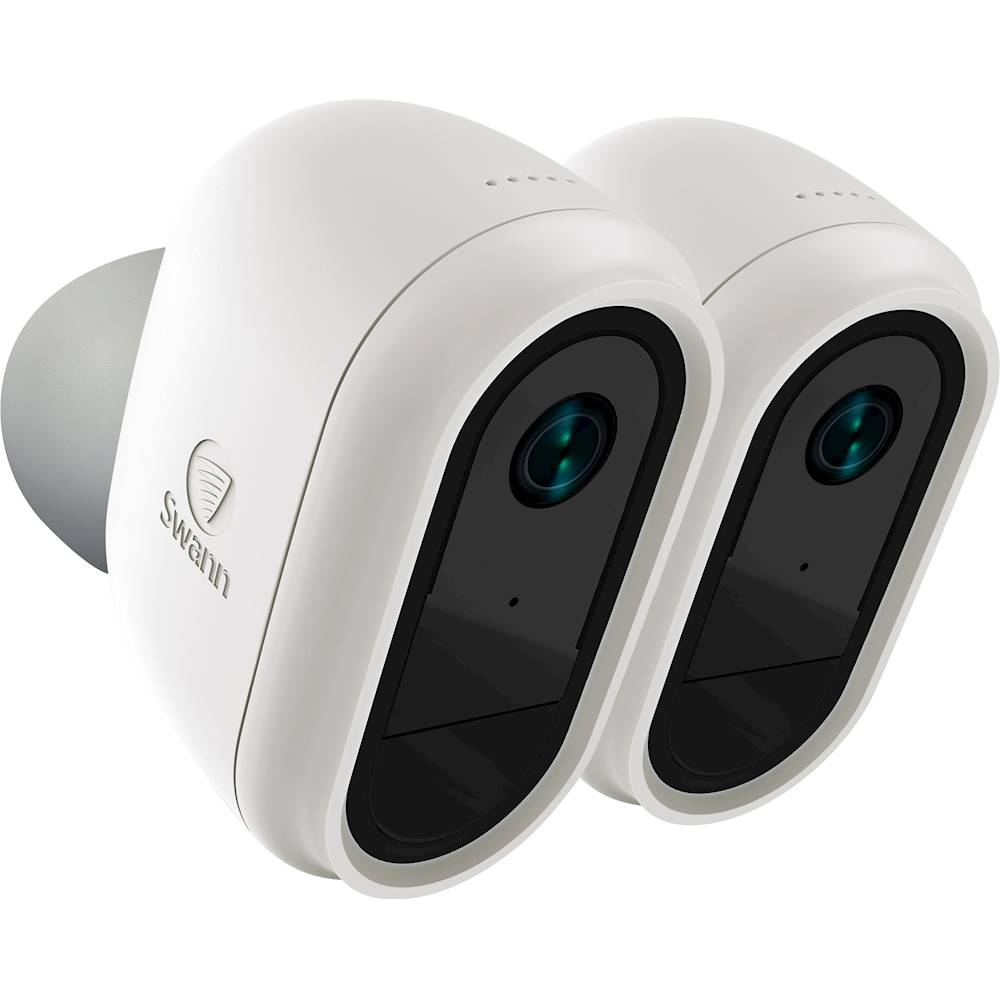 Angle View: Swann - Indoor/Outdoor 1080p Wi-Fi Wire-Free Surveillance Camera (2-Pack) - White