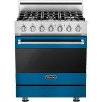 Viking - 3 Series 4.7 Cu. Ft. Freestanding Dual Fuel True Convection Range with Self-Cleaning - Alluvial Blue - Front_Zoom