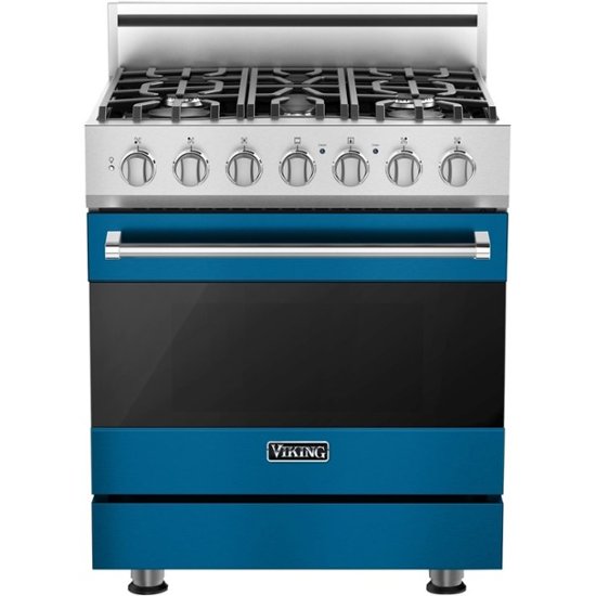Viking – 3 Series 4.7 Cu. Ft. Freestanding Dual Fuel True Convection Range with Self-Cleaning – Alluvial Blue