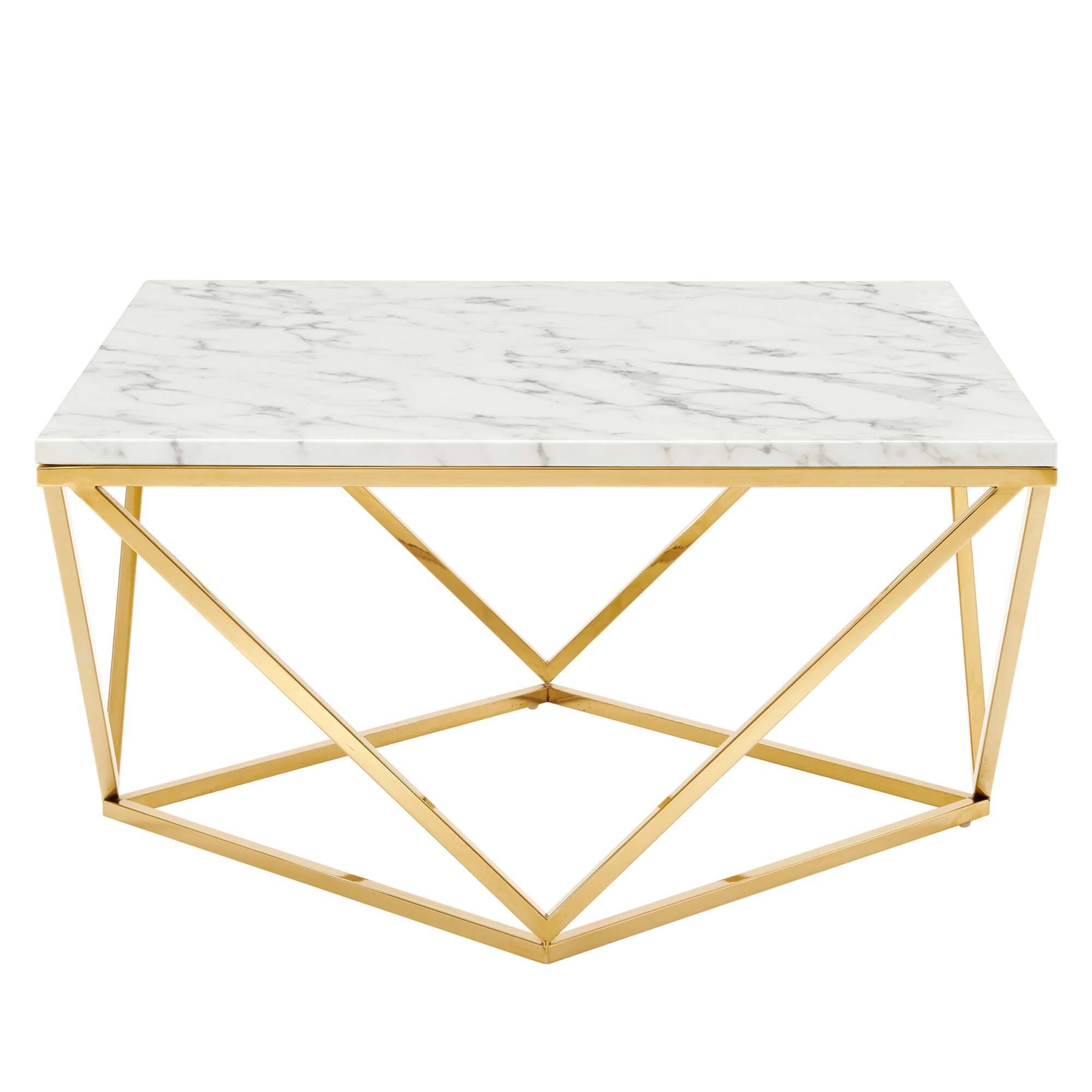 Angle. Modway - Vertex Gold Metal Stainless Steel Coffee Table by Modway - Gold White.