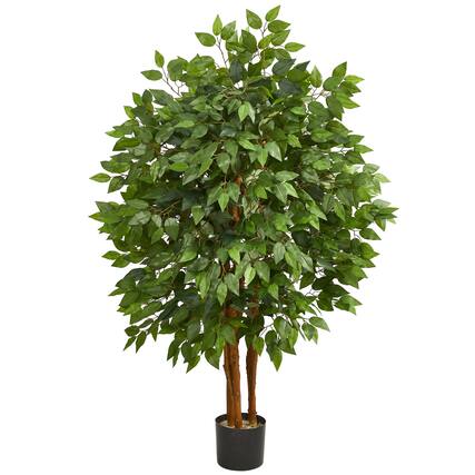 Front. BreeBe - 4' Super Deluxe Artificial Ficus Tree - Green.
