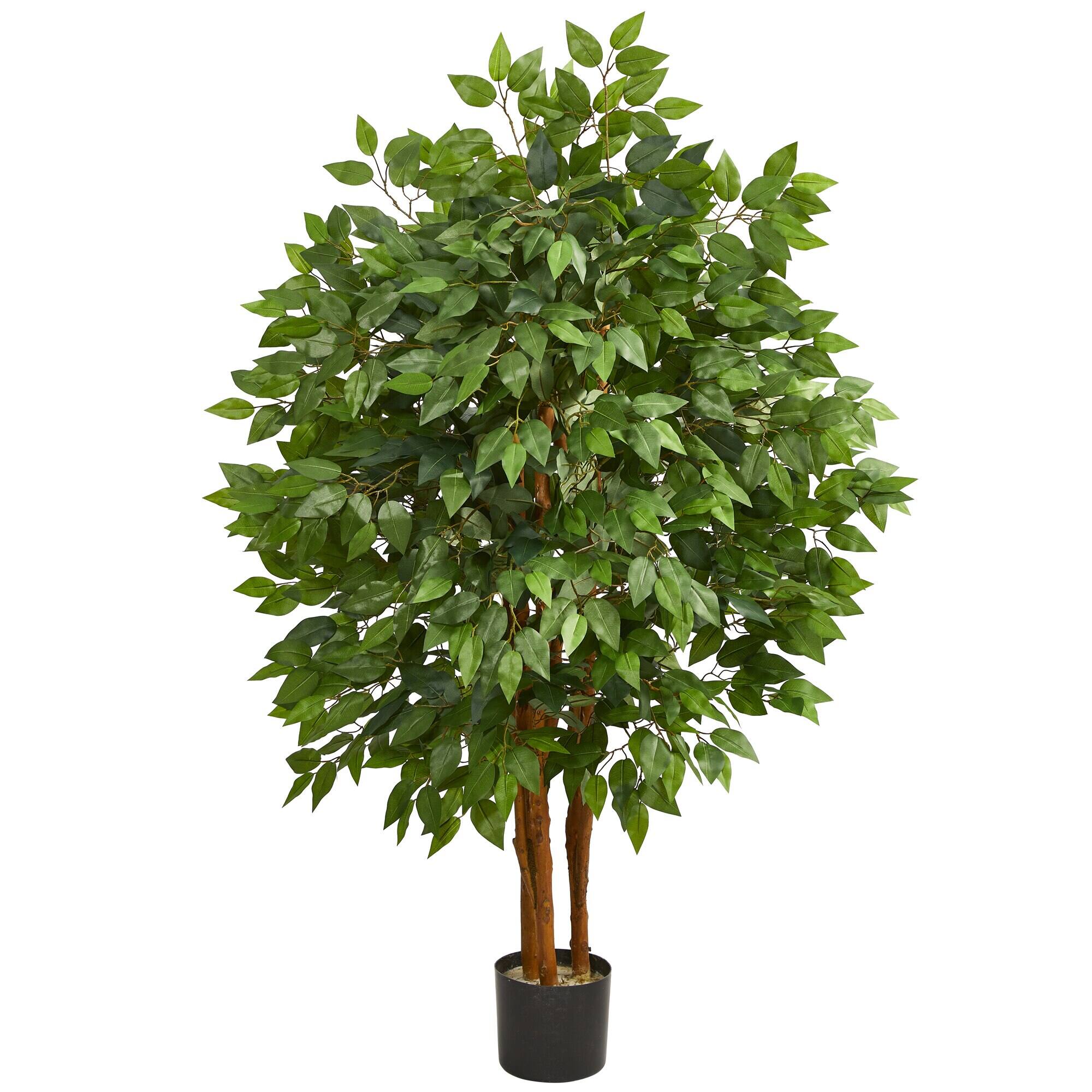 Front. BreeBe - 4' Super Deluxe Artificial Ficus Tree - Green.