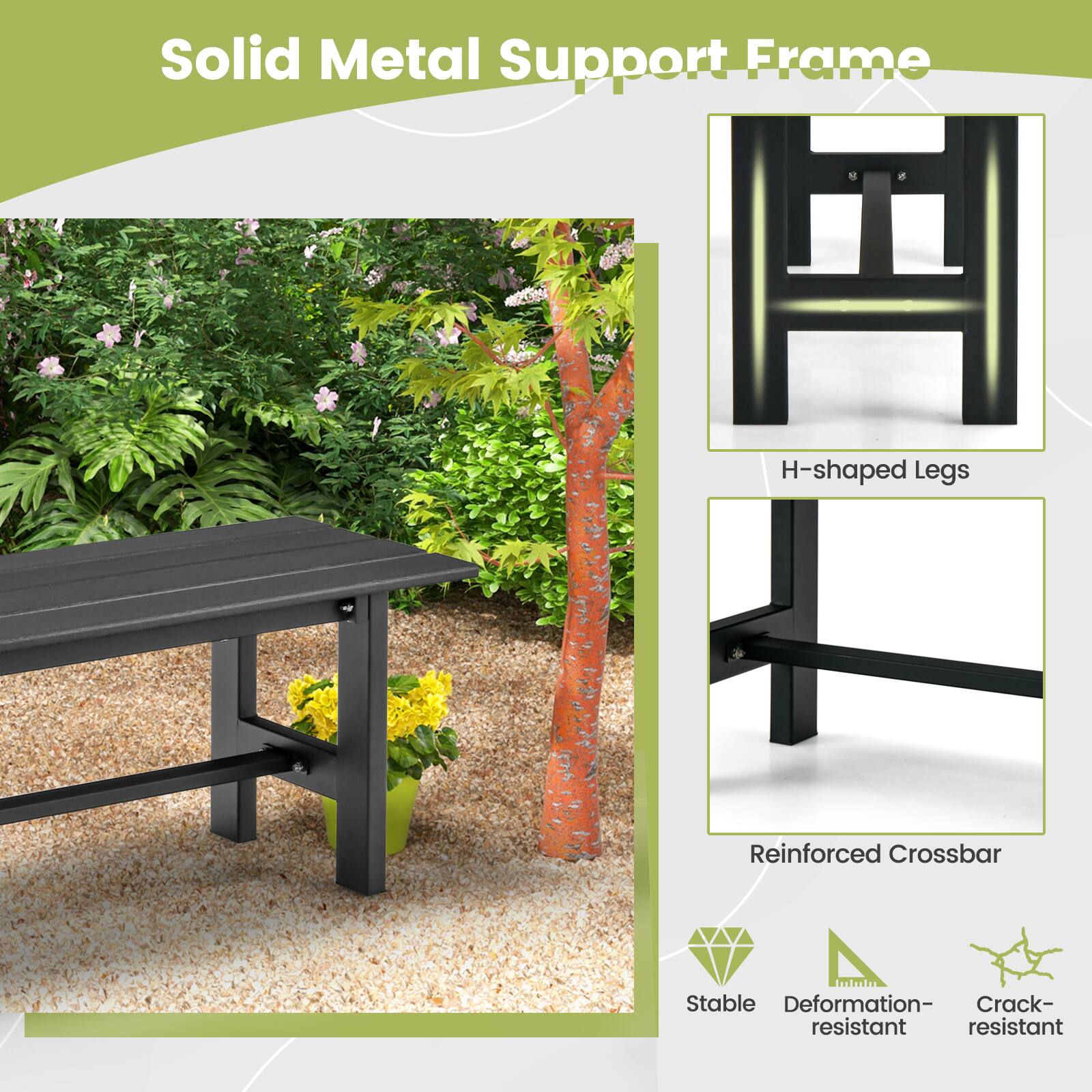 Solid Metal Support Frame, H-shaped Legs, Reinforced Crossbar, Stable, Deformation-resistant, Crack-resistant