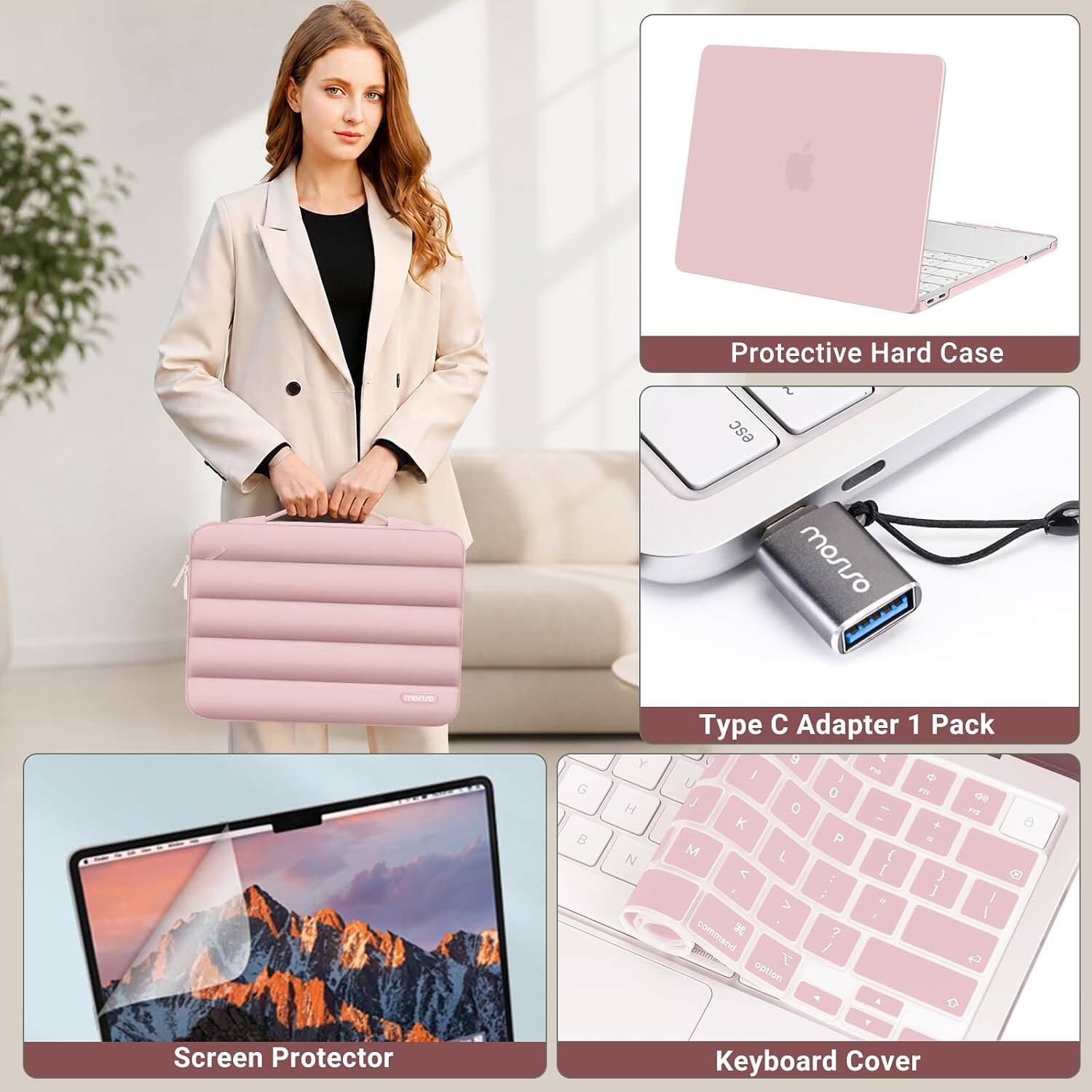 Protective Hard Case  
Type C Adapter 1 Pack  
Screen Protector  
Keyboard Cover
