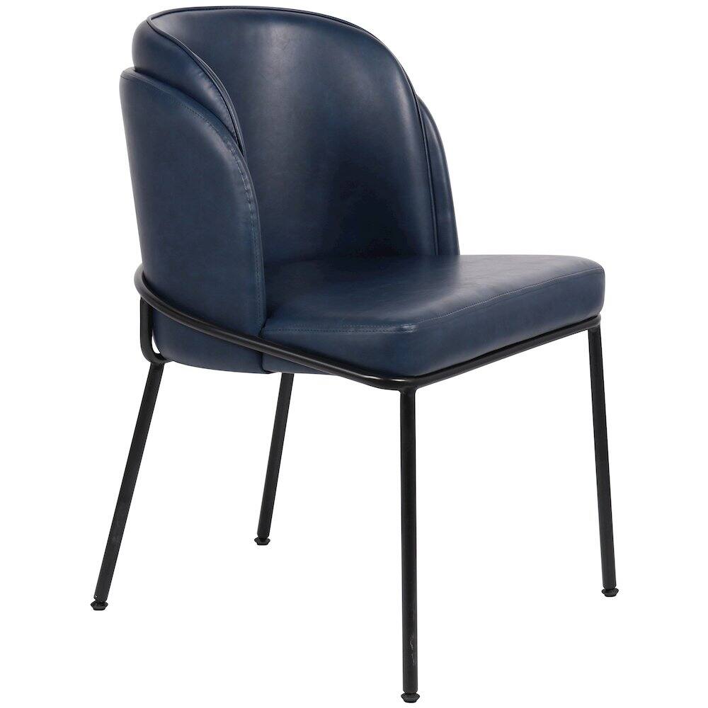 Alt View 4. Meridian Furniture - Jagger Navy Vegan Leather Dining Chair, Set of 2 - Blue.