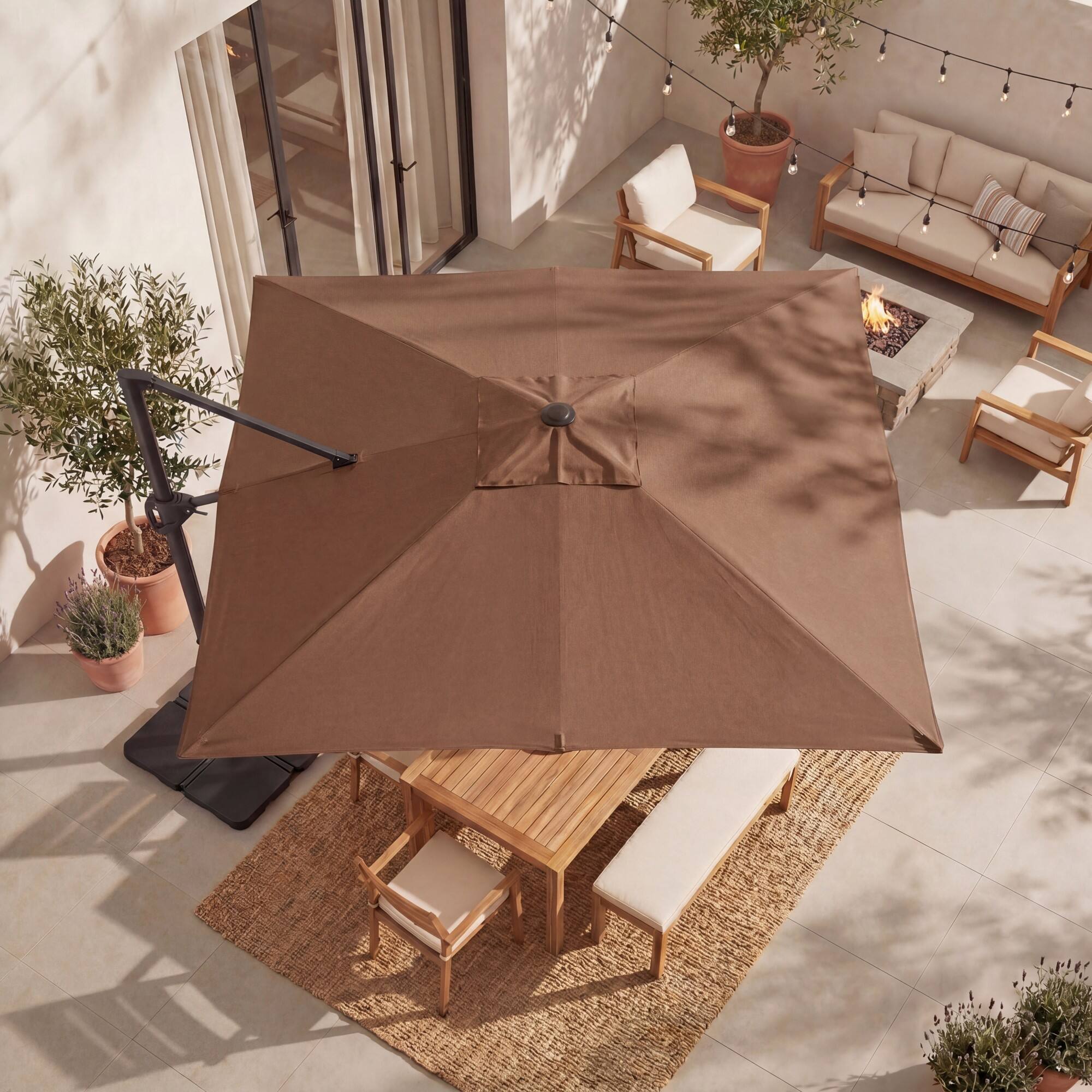Alt View 1. Costway - Costway 10 FT Cantilever Patio Umbrella with 32 Solar LED Lights, 360° Rotation, Easy Tilt - Tan.