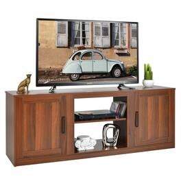 Ecooso - 58 Inch TV Stand with 1500W Faux Fireplace for TVs up to 65 Inch - Walnut