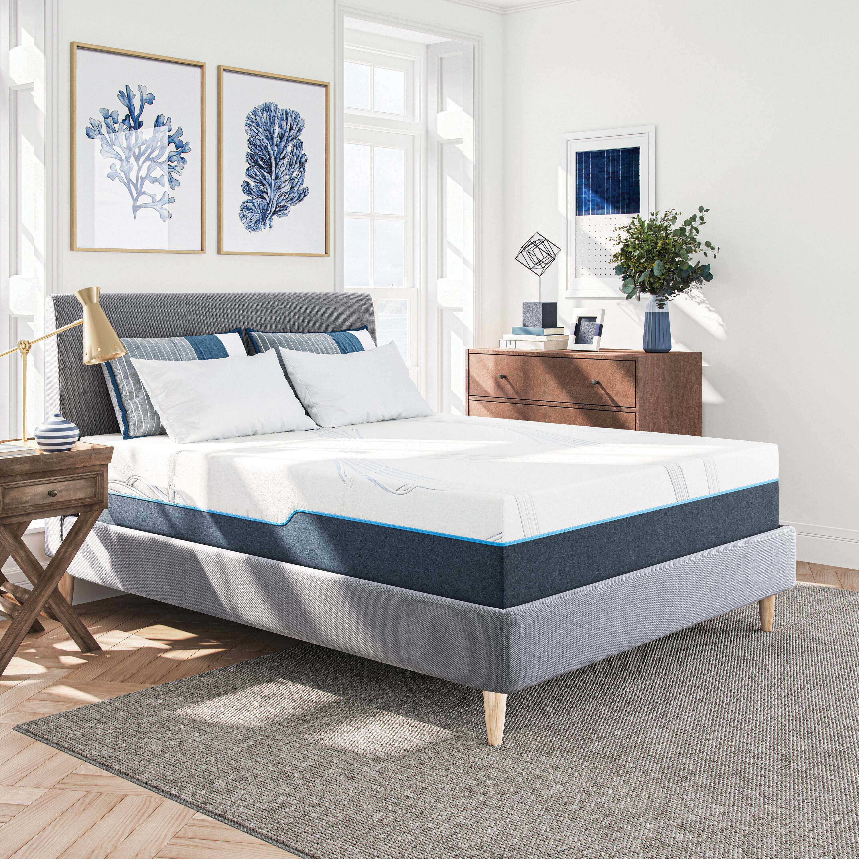 Alt View 4. Nautica - 12” Exhilarate Memory Foam Mattress - WHITE/GREY.