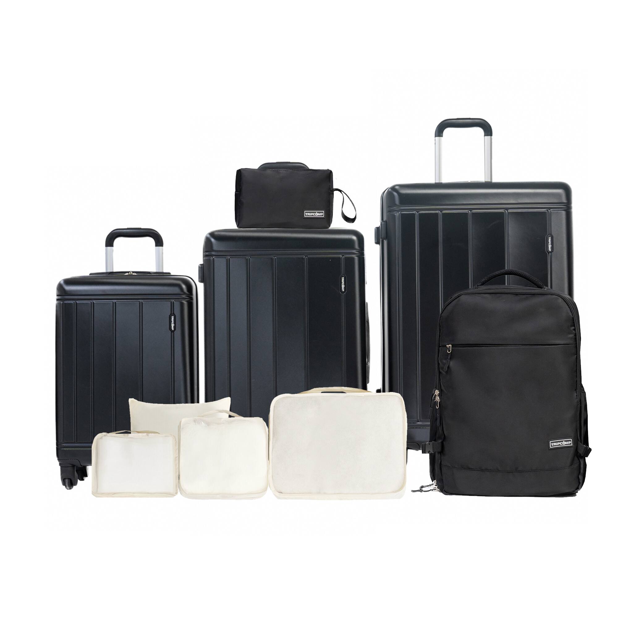 Front. LOVMOR - Lovmor 9-Piece ABS+PC Hardshell Luggage Set  TSA  Black - Black.