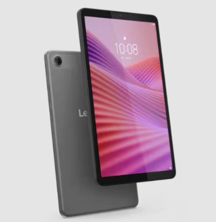 Angle. Lenovo - Tab One with Folio Case - MediaTek Helio G85 / 4GB RAM / 64 GB / 8.7" / Android 14 / Luna Grey - Gray.