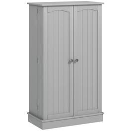 PULUZ - Freestanding Kitchen Pantry Cabinet, Kitchen Cabinet with 12 Door Shelves, Double Doors, 5-tier Shelving - Gray