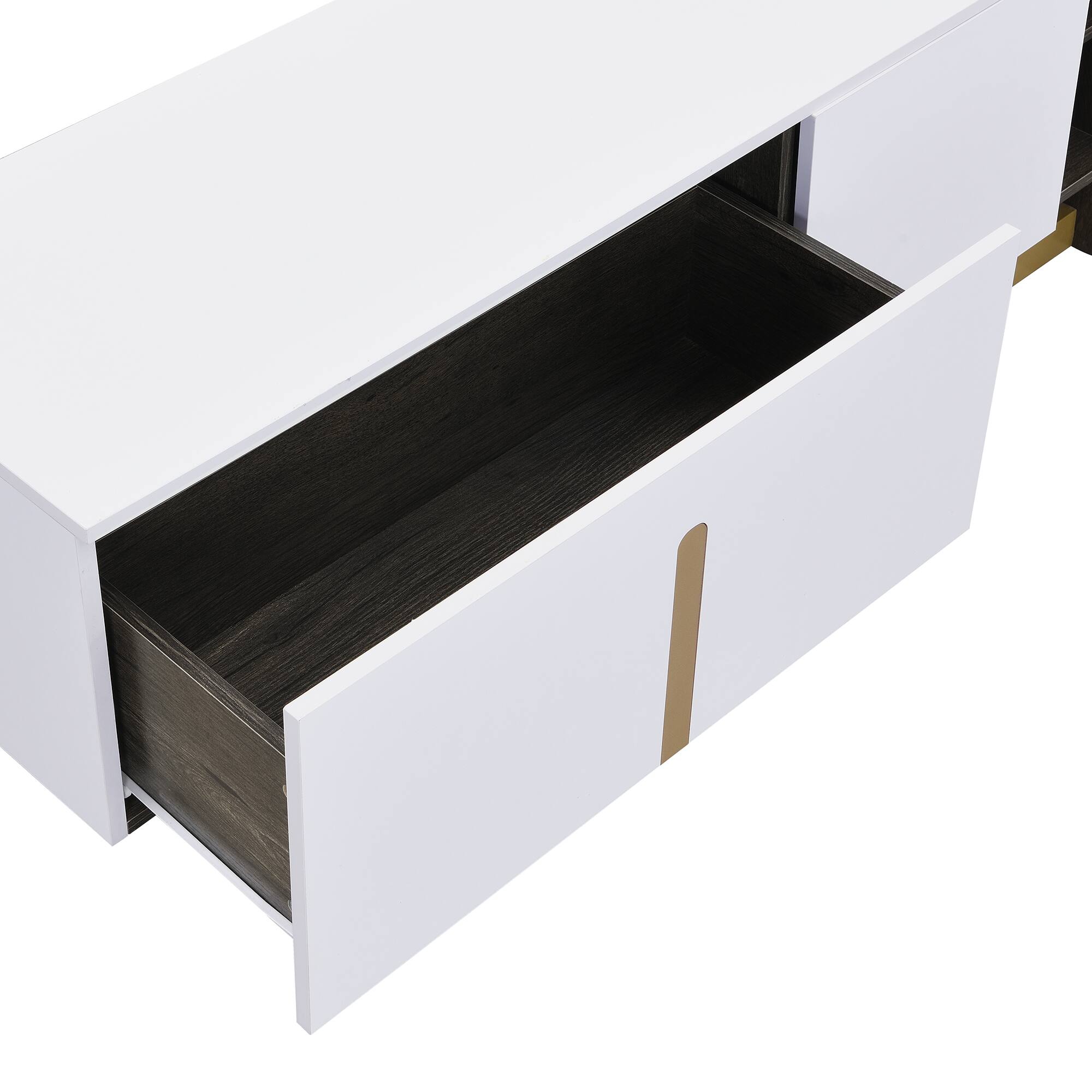 Alt View 7. Bestier - 66.7'' Light Luxury TV Stand for TVs up to 70 Inches, 1 Drawer, 2 Cabinets and Adjustable Shelves for Living Room - White.