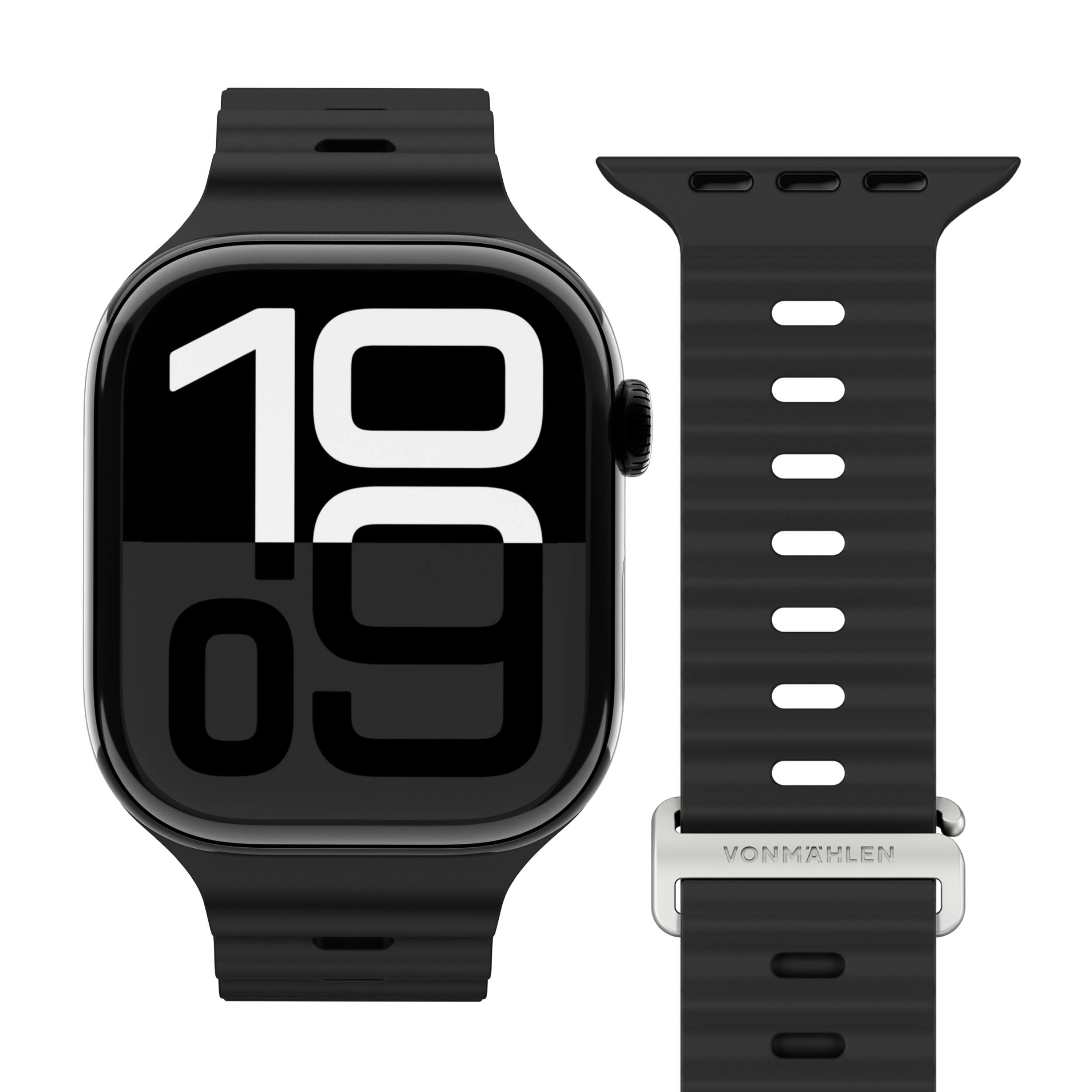 Alt View 1. Vonmahlen - Wave Band 2 sporty silicone band for your Apple Watch - Black.