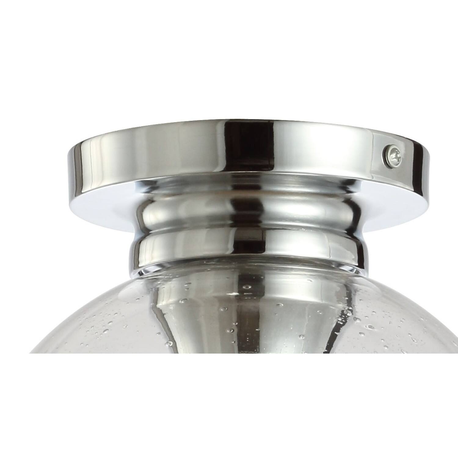 Alt View 4. Jonathan Y - Atlas 7.75" Metal/Seeded Glass LED Flush Mount, Chrome - Chrome.