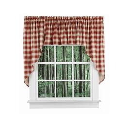 Ellis Curtain - ELLIS 50% Polyester 50% Cotton Country Check With 1.5" Rod Pocket Tailored Swag 56" x 36" - Brick