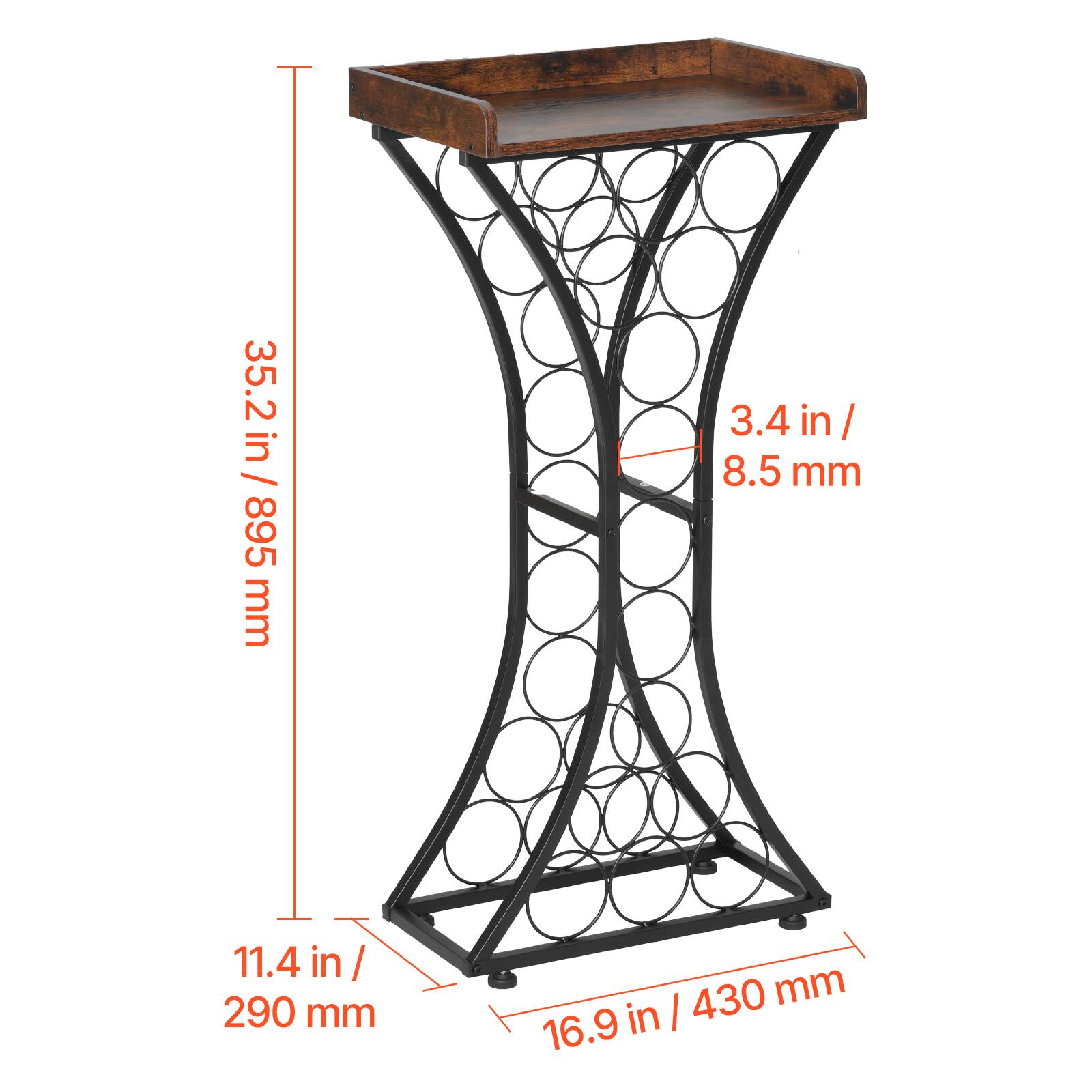 35.2 in / 895 mm  
3.4 in / 8.5 mm  
11.4 in / 290 mm  
16.9 in / 430 mm