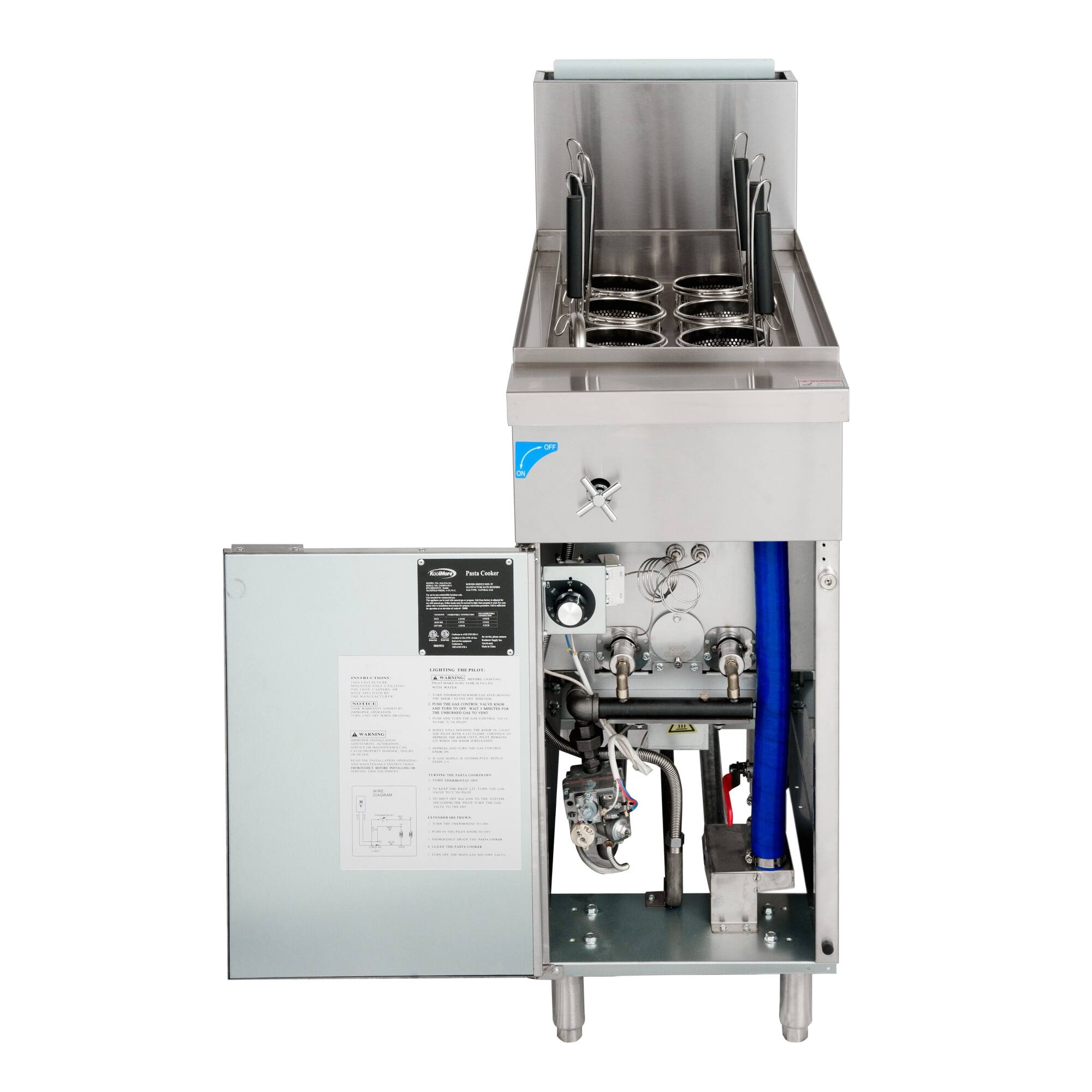 Alt View 5. Koolmore - Commercial 11 Gallon Natural Gas Stainless Steel Pasta Cooker With 6 Baskets, 70,000 BTU - Silver.