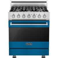 Viking - 3 Series 4.0 Cu. Ft. Freestanding Gas Convection Range with Self-Cleaning - Alluvial Blue - Front_Zoom