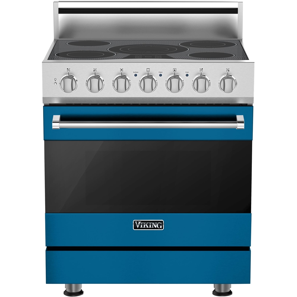 Viking – 3 Series 4.7 Cu. Ft. Freestanding Electric True Convection Range with Self-Cleaning – Alluvial Blue