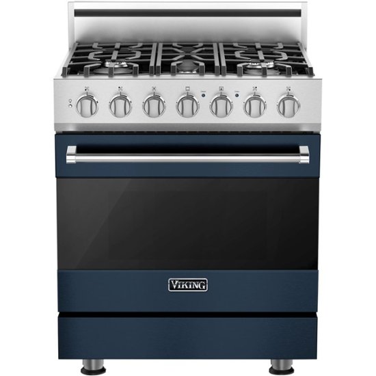 Viking – 3 Series 4.7 Cu. Ft. Freestanding Dual Fuel True Convection Range with Self-Cleaning – Slate Blue