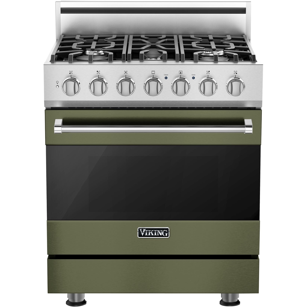 Viking – 3 Series 4.7 Cu. Ft. Freestanding Dual Fuel True Convection Range with Self-Cleaning – Cypress Green