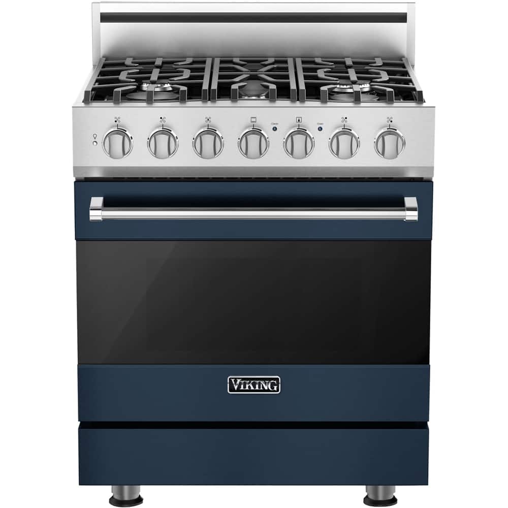 Front. Viking - 3 Series Freestanding Gas 30" Range - Slate Blue.