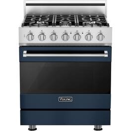 Viking - 3 Series 4.7 Cu. Ft. Self-Cleaning Freestanding Dual Fuel LP Gas Convection Range - Slate Blue - Slate Blue