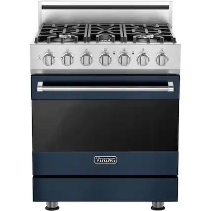 Front. Viking - 3 Series 4.7 Cu. Ft. Self-Cleaning Freestanding Dual Fuel LP Gas Convection Range - Slate Blue.