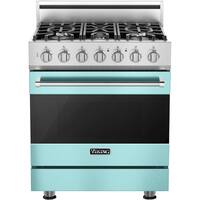 Viking - 3 Series 4.7 Cu. Ft. Freestanding Dual Fuel True Convection Range with Self-Cleaning - Bywater Blue - Front_Zoom