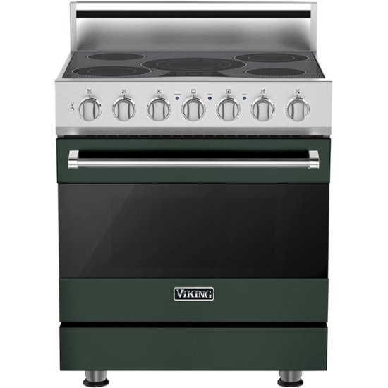 Viking – 3 Series 4.7 Cu. Ft. Freestanding Electric True Convection Range with Self-Cleaning – Blackforest Green