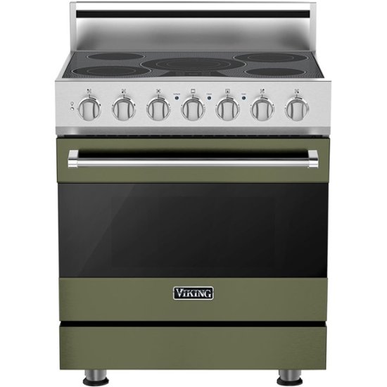 Viking – 3 Series 4.7 Cu. Ft. Freestanding Electric True Convection Range with Self-Cleaning – Cypress Green